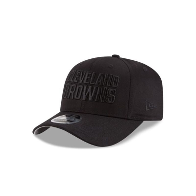 Black Cleveland Browns Hat - New Era NFL Black On Black Stretch Snap 9FIFTY Snapback Caps USA8304561